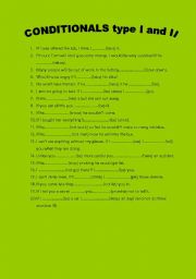 English Worksheet: conditionals type I and II