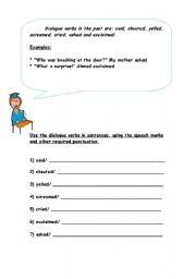 English worksheet: Dialogue verbs