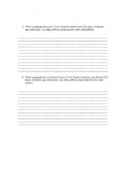 English worksheet: writing task