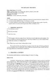 English Worksheet: looks vocabulary lesson plan