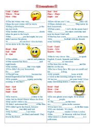 English Worksheet: Homophones