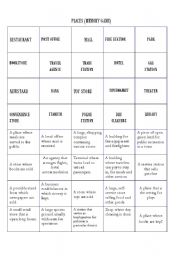 English Worksheet: PLACES (MEMORY GAME ) B&W