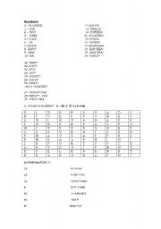 English worksheet: NUMBERS