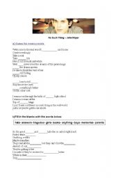 English Worksheet: John Mayer`song activities