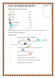 English Worksheet: GINGERBREAD MAN RECIPE