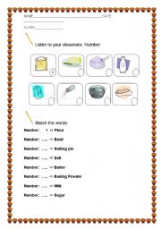 English worksheet: GINGER BREAD MATCHING INGREDIENTS