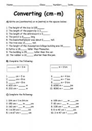 English Worksheet: Measurement and Distance - Converting