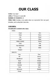 English worksheet: OUR CLASS
