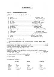 English Worksheet: worksheet about comparatives