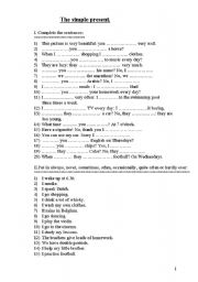 English worksheet: the simple present