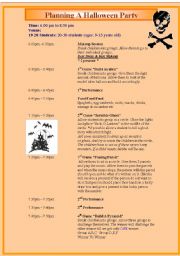English Worksheet: Ever wonder how to plan a HALLOWEEN PARTY?Look no further..Everything you need is in this PARTY PLAN. (4 Pages)