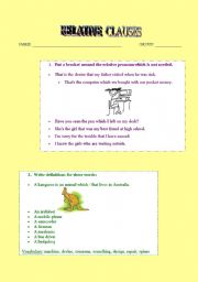 English Worksheet: Relative clauses