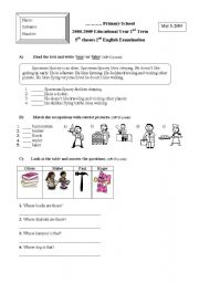 English Worksheet: 5th grade exam paper