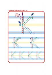 English worksheet: trace the letter K