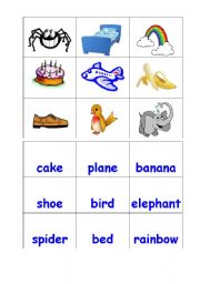 English Worksheet: bingo, matching activity part2
