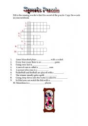 English worksheet: SPORTS PUZZLE NO.2