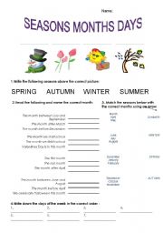 English Worksheet: Seasons, Months and Days