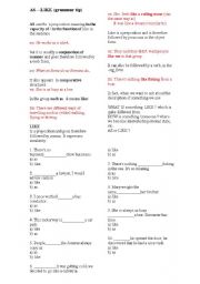 English Worksheet: As/ like