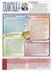 English Worksheet: Speaking Preparation 4. City + Country Life.