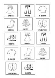 English Worksheet: Clothes Memory Game