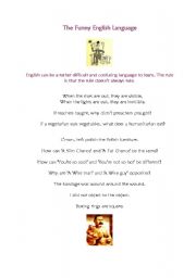 English Worksheet: THE VERY FUNNY ENGLISH LANGUAGE