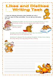 English Worksheet: Likes and Dislikes - Talking about Garfield