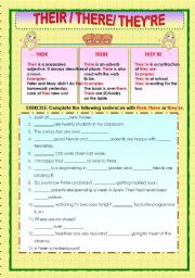 English Worksheet: THEIR; THERE and THEYRE