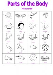 English Worksheet: Parts of the Body Pictionary