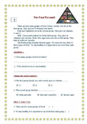 English Worksheet: Comprehention 2 ( The Food Pyramid)