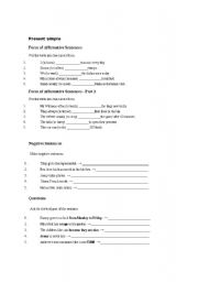 English Worksheet: Present simple test