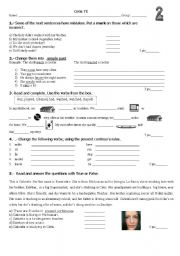 English Worksheet: simple past and present continuous