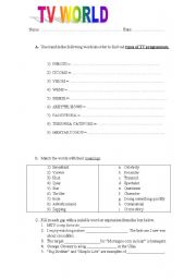English Worksheet: TV vocabulary Ws