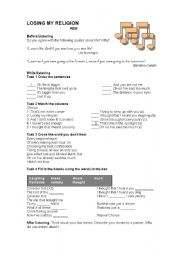 English Worksheet: Losing my Religion