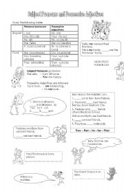 English Worksheet: SUBJECT PRONOUNS AND POSSESSIVE ADJECTIVES