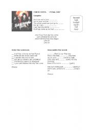 English Worksheet: Final Day - Tokio Hotel