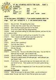 English Worksheet: IT ALL STARTED WITH THE SUN  PART 1