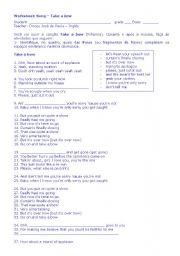 English Worksheet: Lyrics - Take a bow