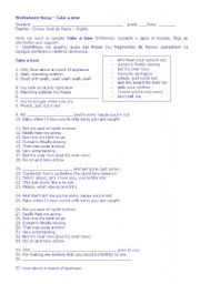 English worksheet: Lyrics - Take a bow