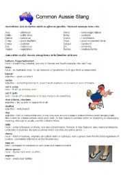 English Worksheet: Australian Slang - Vocabulary and Writing