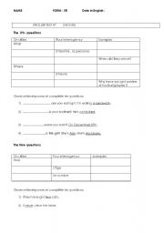 English Worksheet: mots interrogatifs