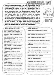 English Worksheet: AN UNUSUAL DAY