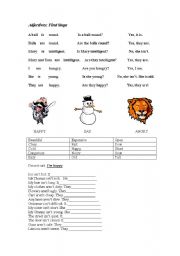 English worksheet: Adjectives - first steps