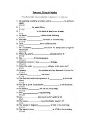 English worksheet: Present Simple Verbs Worksheet