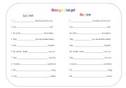 English worksheet: Have got, has got