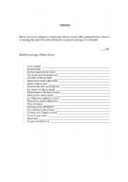 English worksheet: Idioms