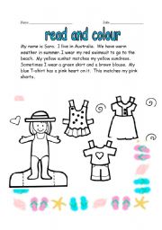 English Worksheet: read and colour