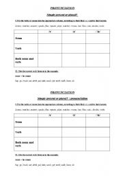 English worksheet: Difference between 3rd person singular and plural