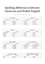English Worksheet: Spelling difference British/American