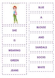 English Worksheet: Present Continuous Matching Game