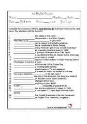 English worksheet: Exercises with the verb there to be
